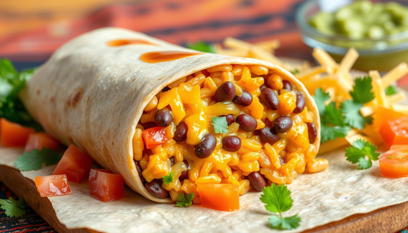 cheesy bean and rice burrito