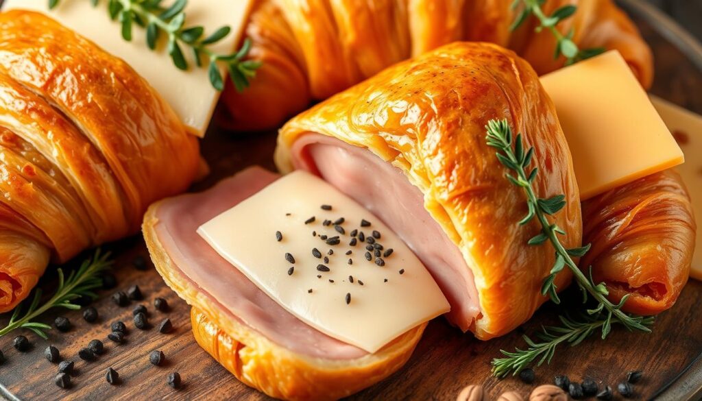 The dough is the heart of a smoked turkey and cheese croissant