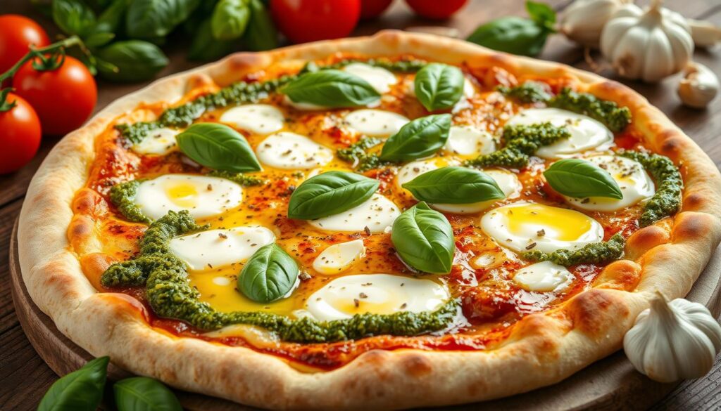 pizza with pesto