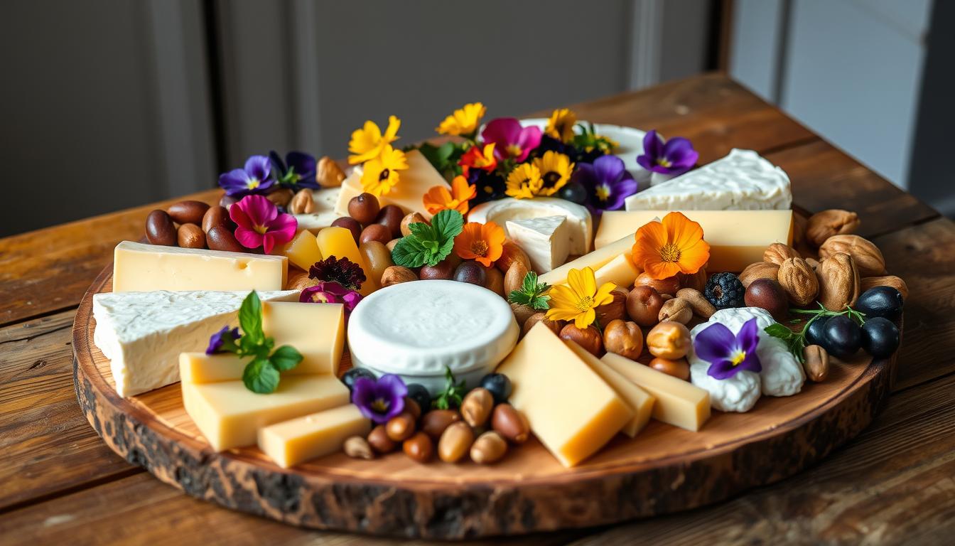 Using Flowers to Decorate a Cheese Board